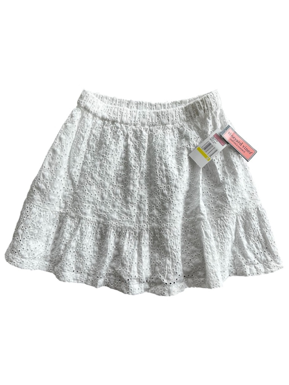 Vineyard Vines Eyelet Flared Tiered Lined Cotton Skirt White Size M Girls